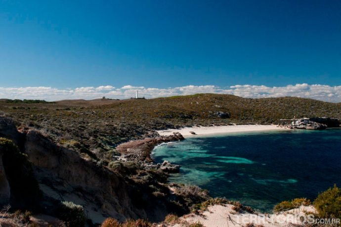 O farol e uma praia de surfista