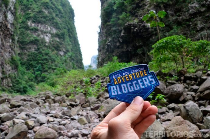 O badge Adventure Bloggers dentro do Itaimbezinho