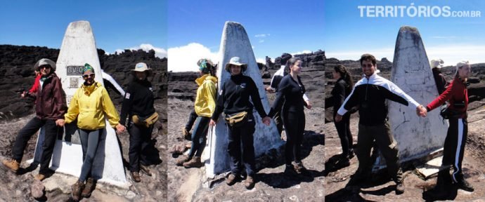 Os três lados do Pontro Triplo abraçados por Cristina, Marcia, eu, Lívia, Eden e Luiz