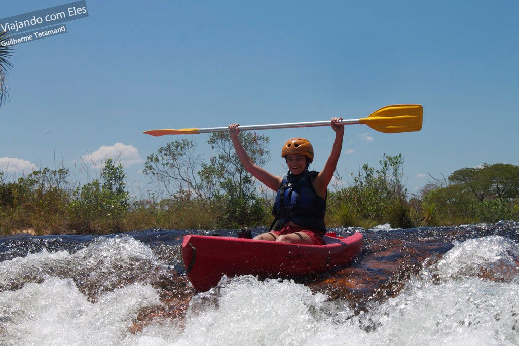 Banhos, canoagem e cachoeira no Rio Novo