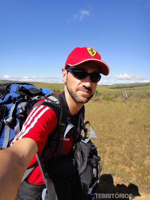 Leandro no início da caminhada Leandro no início da caminhada