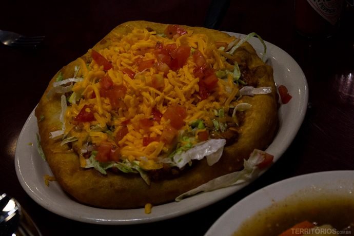 Navajo Taco no restaurante do Cameron Trading Post
