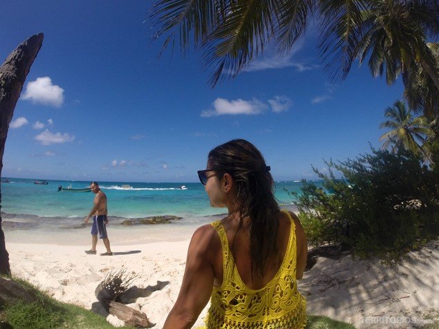 o básico de San Andrés Na sombra de um coqueiro em Johnny Cay
