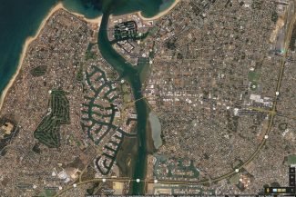 Mapa dos canais de Mandurah (Google Maps) Mapa dos canais de Mandurah (Google Maps)