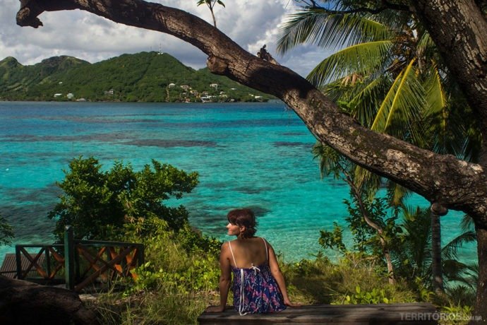 Eu em Crab Cay (Cayo Cangrejo), Providência, curtindo o visual mais bonito de toda a viagem