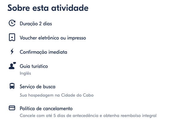 Atenção às informações de cada produto Atenção às informações de cada produto