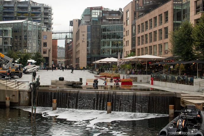 Margens do rio Ankerselva no centro de Oslo